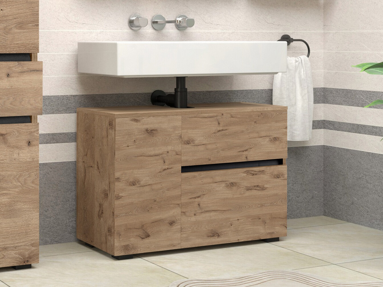 Hängeschrank für Waschbecken Soncamu 107 (Eichenholzoptik)