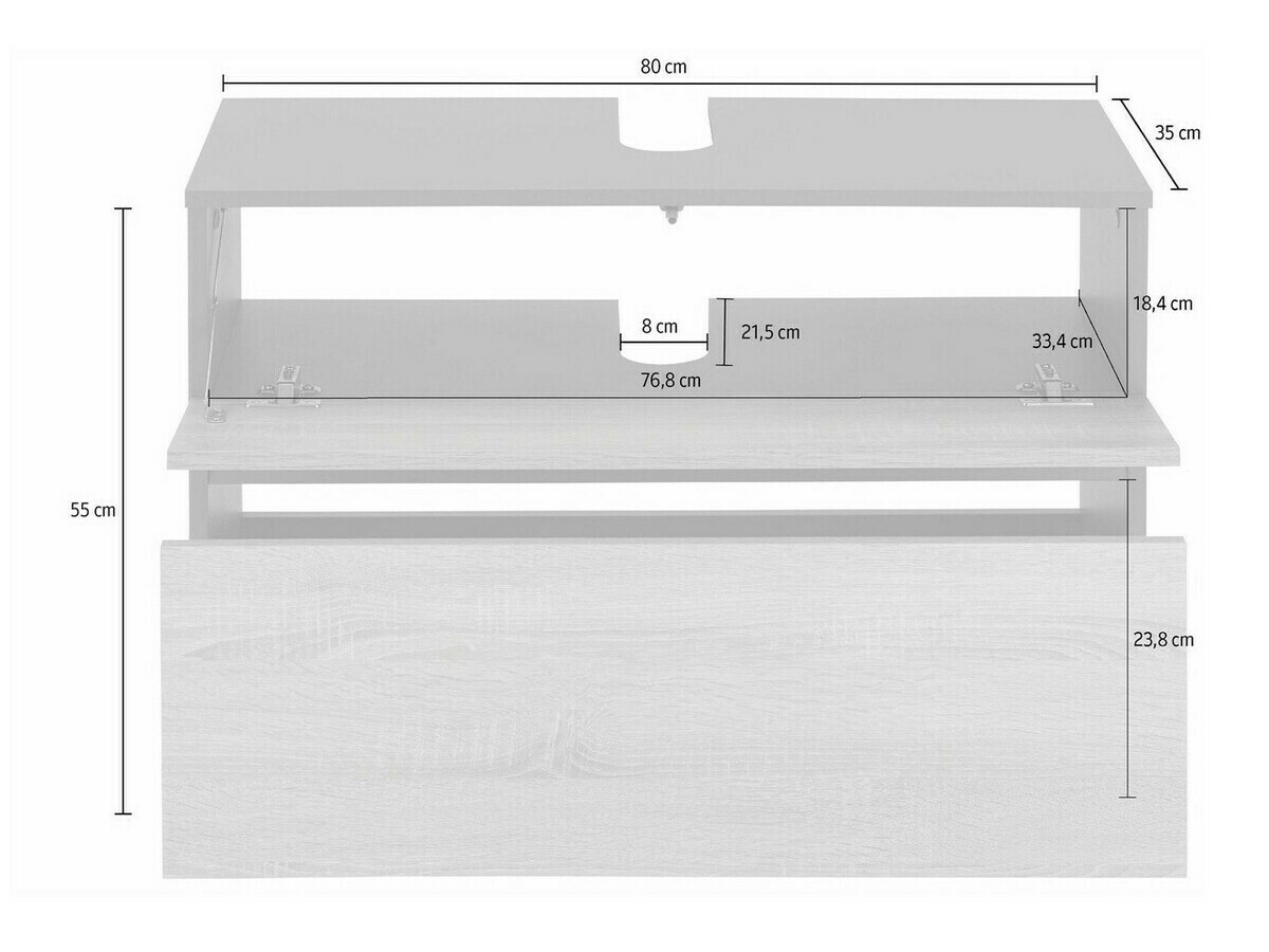 Stehender Badezimmerschrank für ein Waschbecken Soncamu 109 (Eichenholzoptik)
