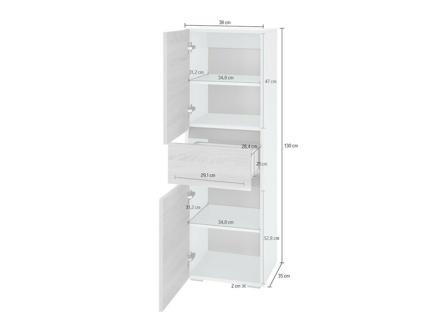 Stehender Badezimmerschrank Soncamu 102 (Eichenholzoptik)