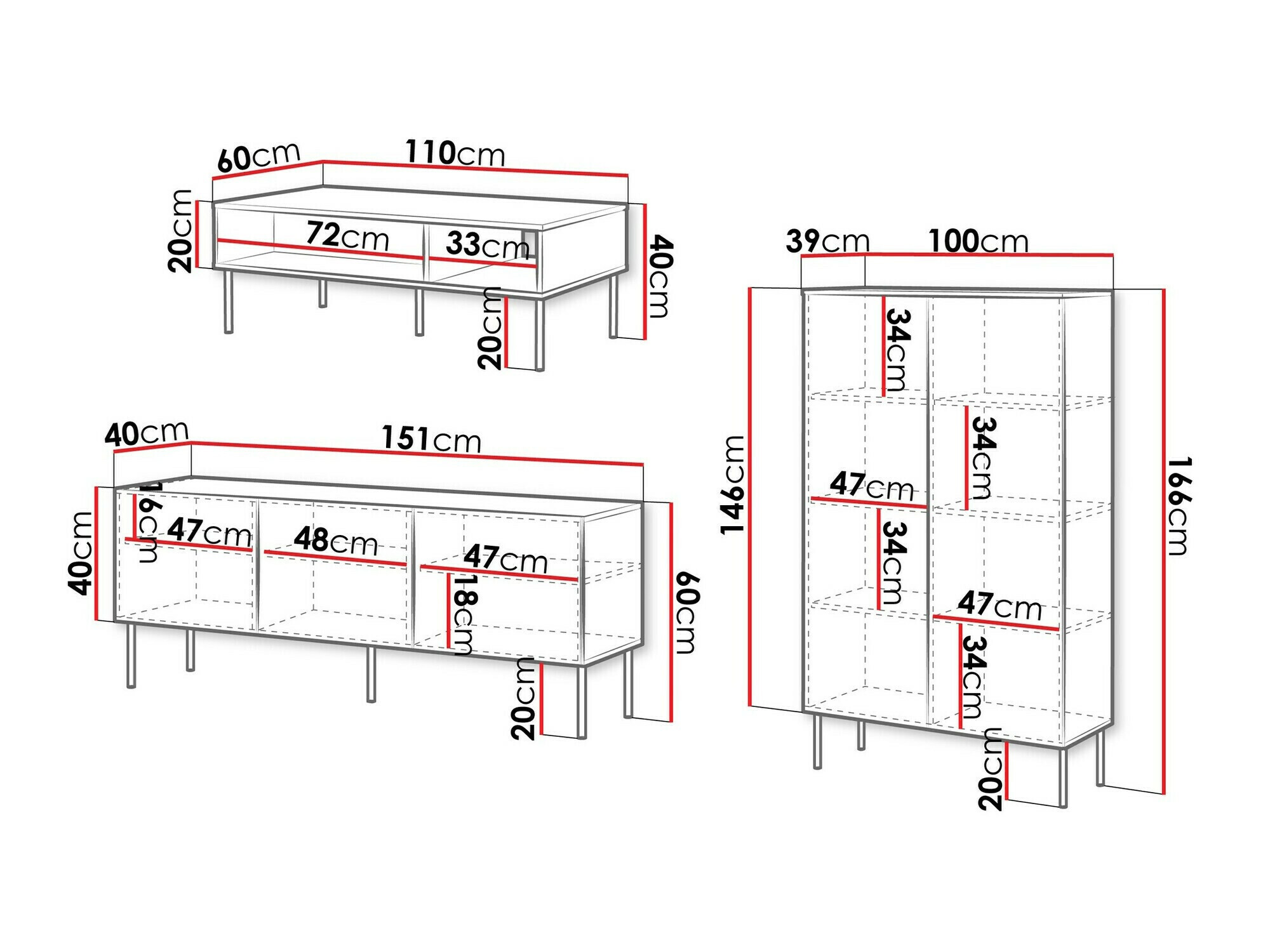 Wohnzimmer-Sets Celra (Weiss)