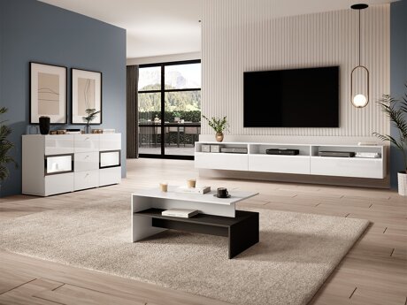 Wohnzimmer-Sets Serodeu 106 (Weiss + Weiss glänzend)