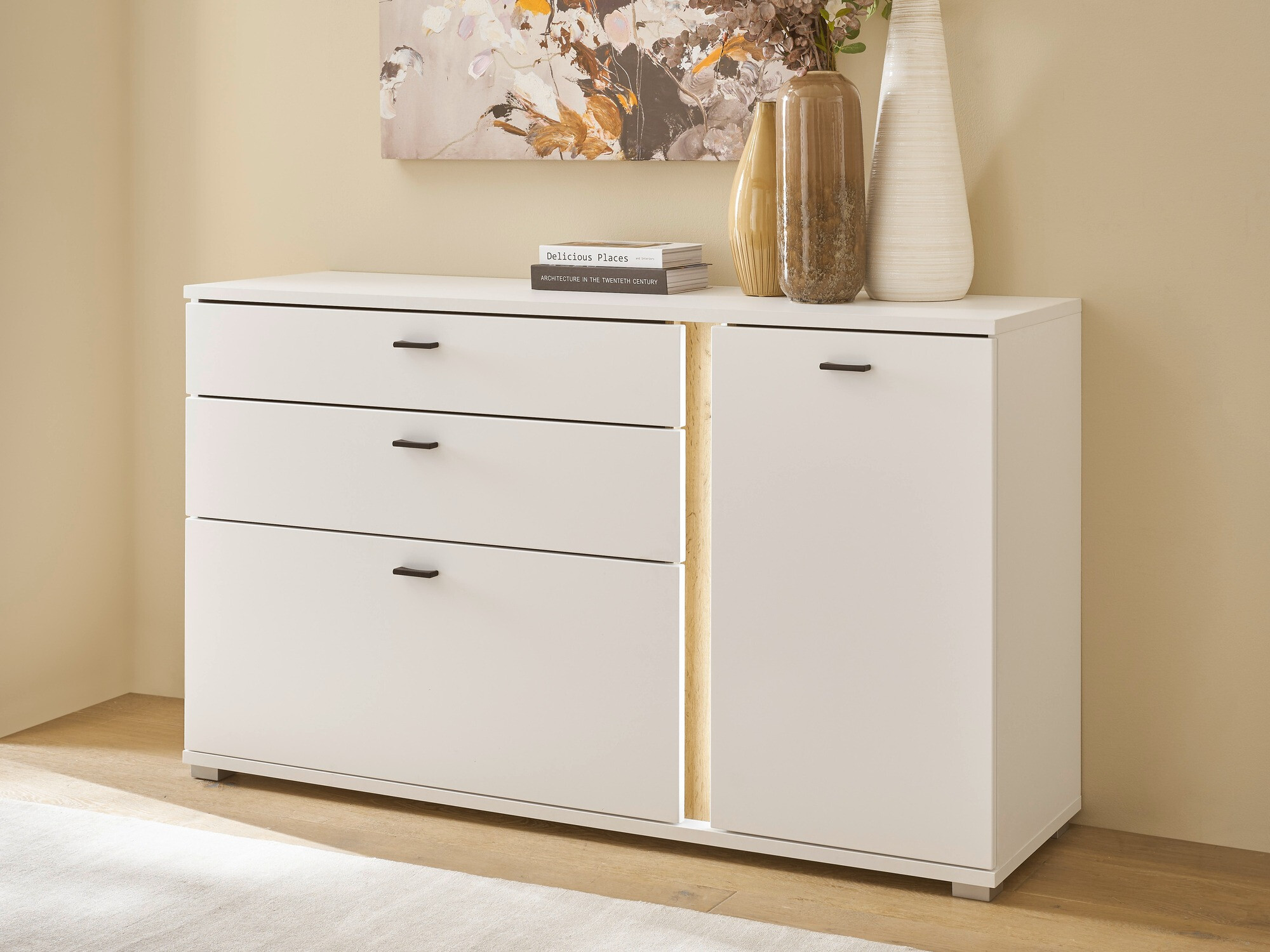 Kommoden Avimavi 106 (Weiss + Wotan Eiche)