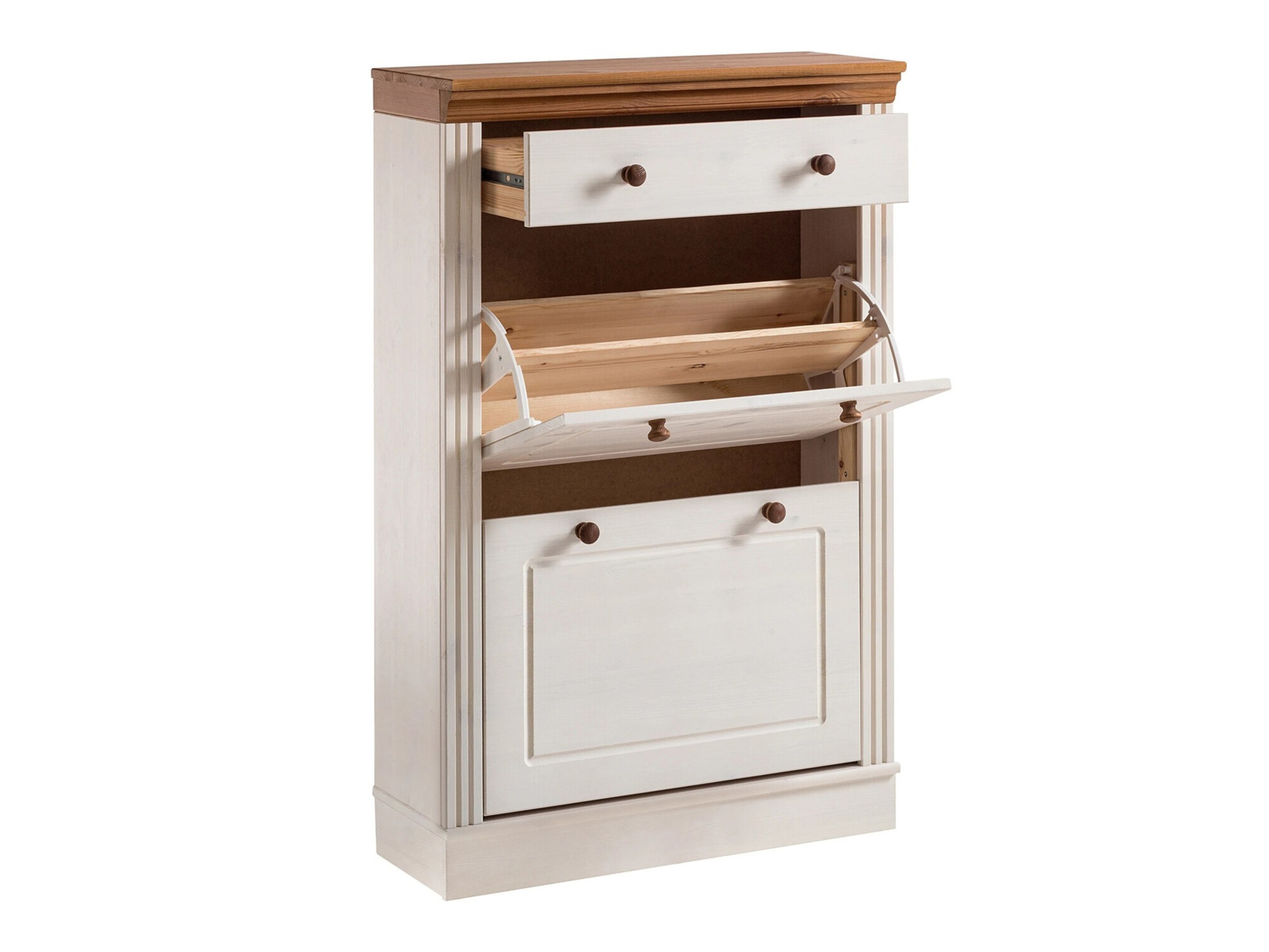 Schuhschrank Saltoro 132 (Weiss + Honigeiche)