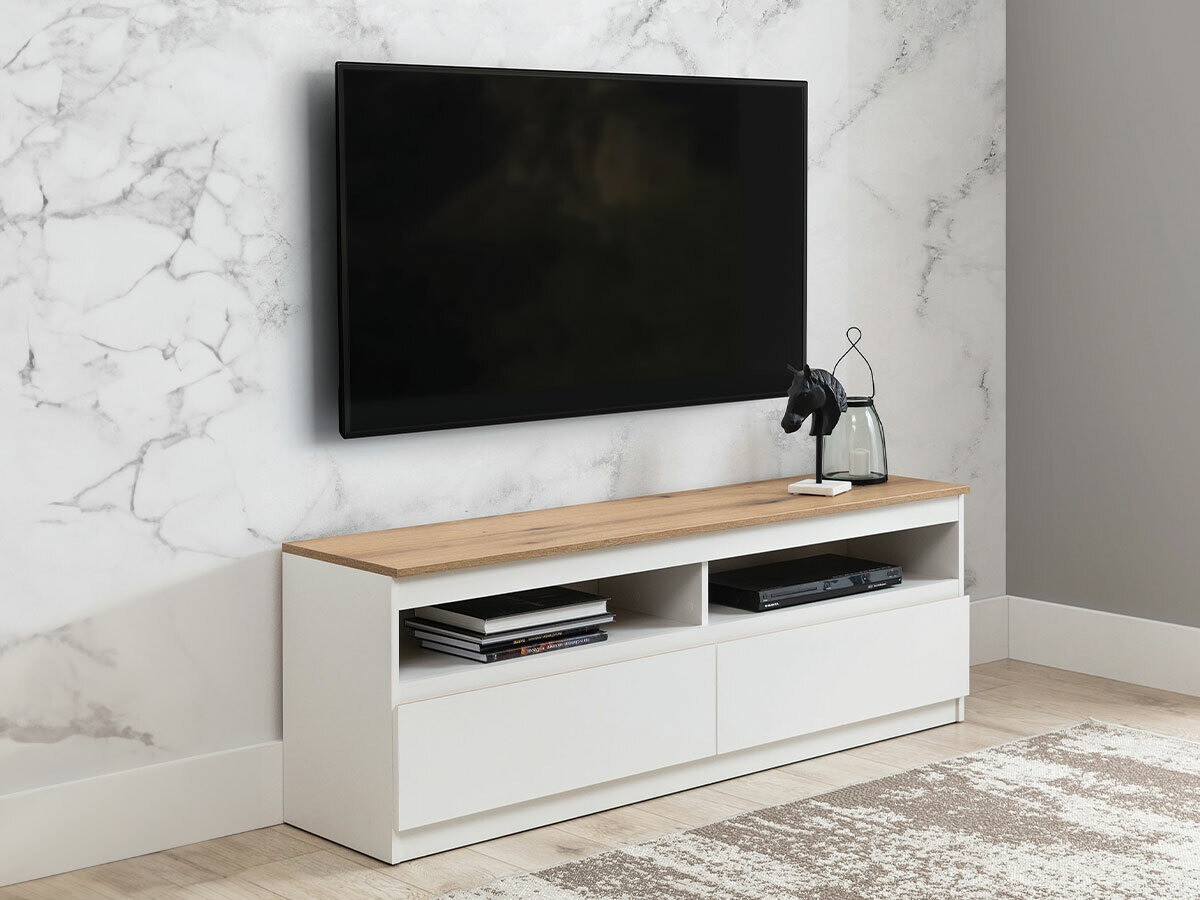 TV-Möbel Catelbi 100 (Weiss + Eiche)