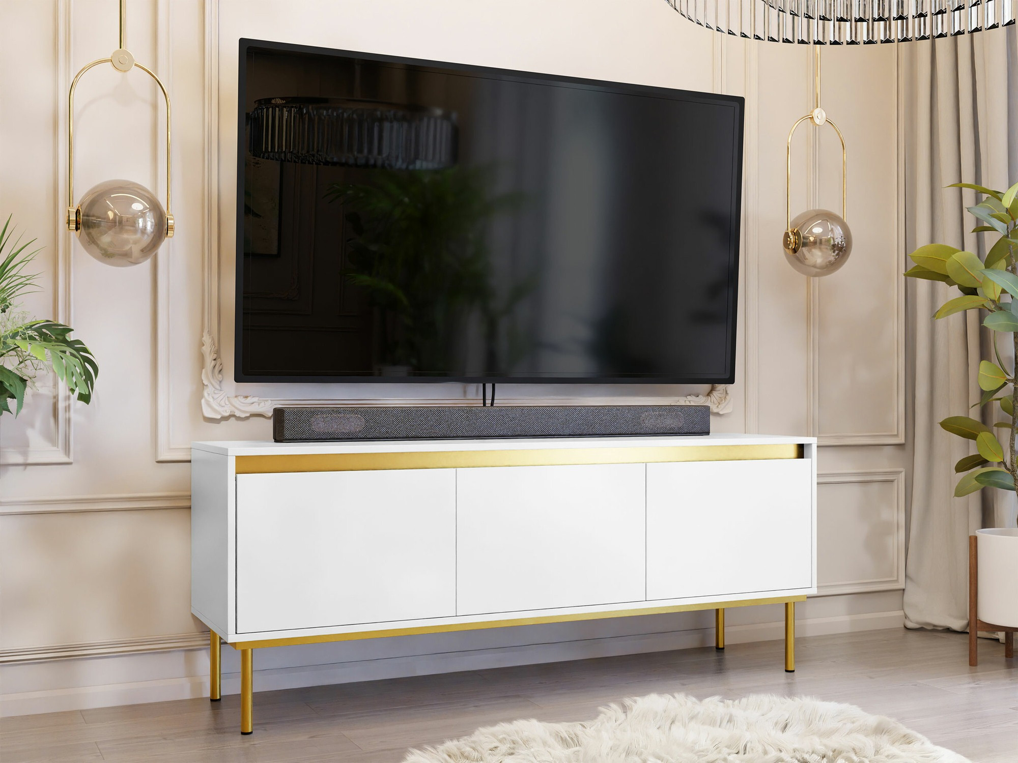 TV-Möbel Comfivo Betula (Weiss)