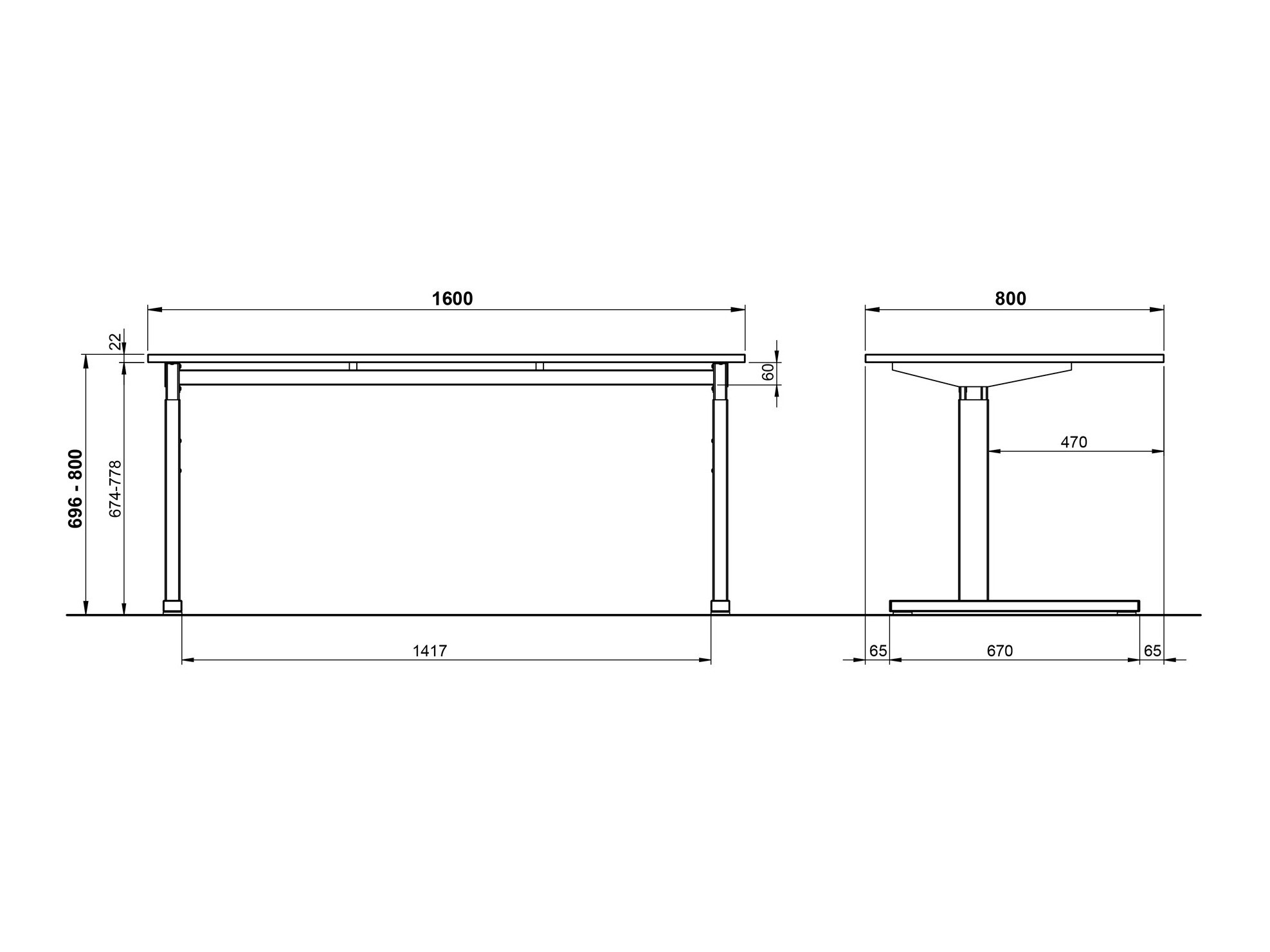 Bürotisch Lartesi 106 (Hellgrau + Schwarz)