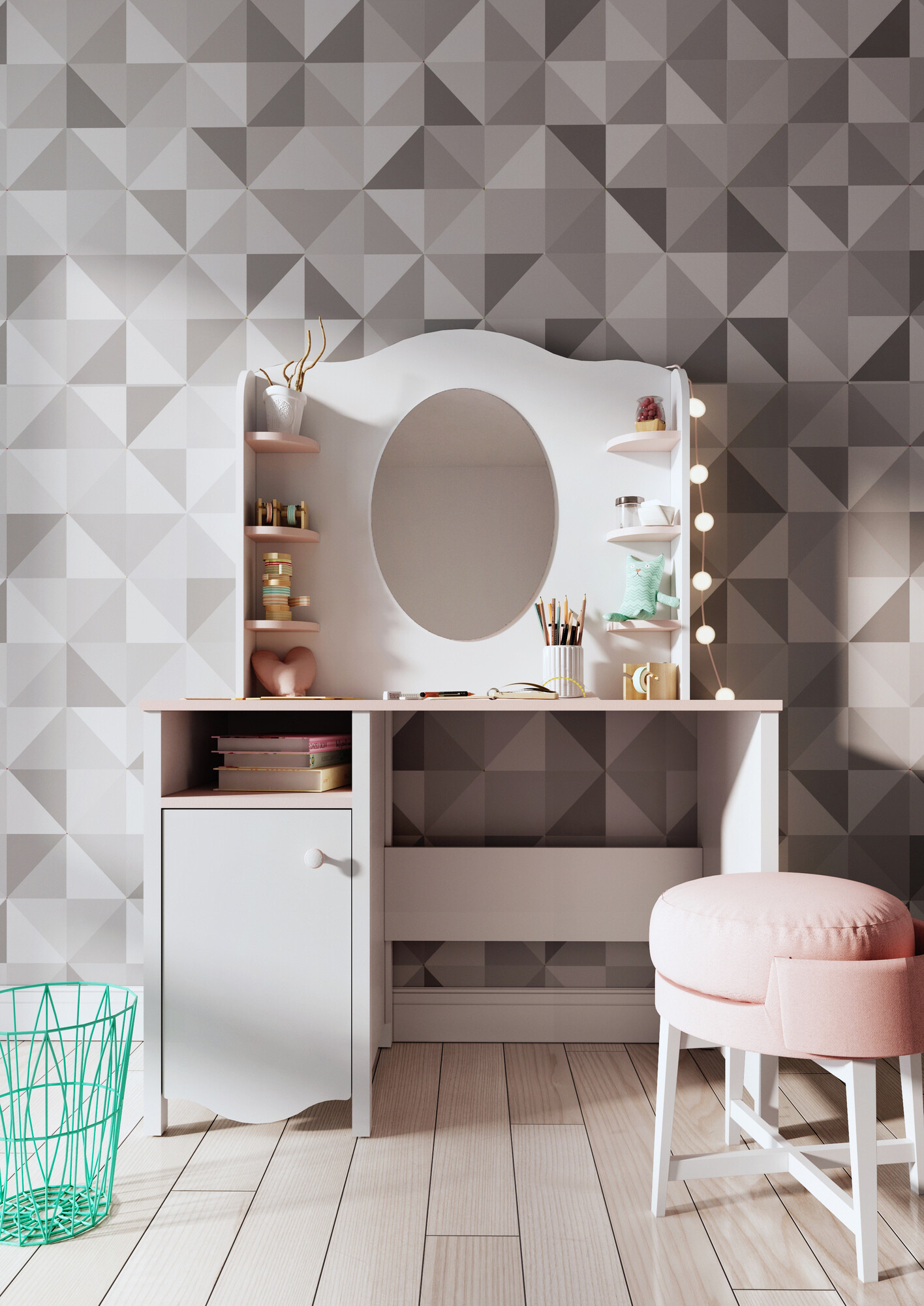 Bürotisch Velferi 114 (Weiss + Rosa)