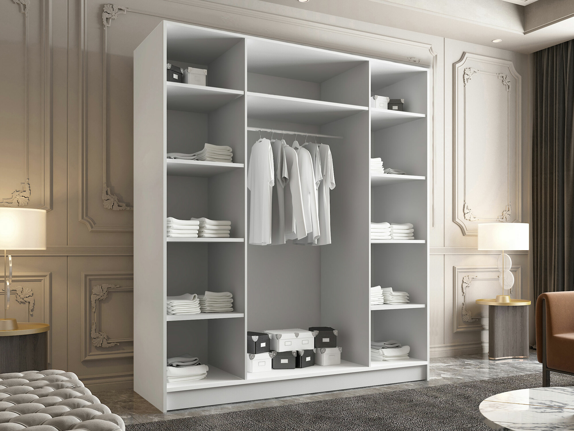 Kleiderschrank Closico 190 (Weiss + Schwarz)