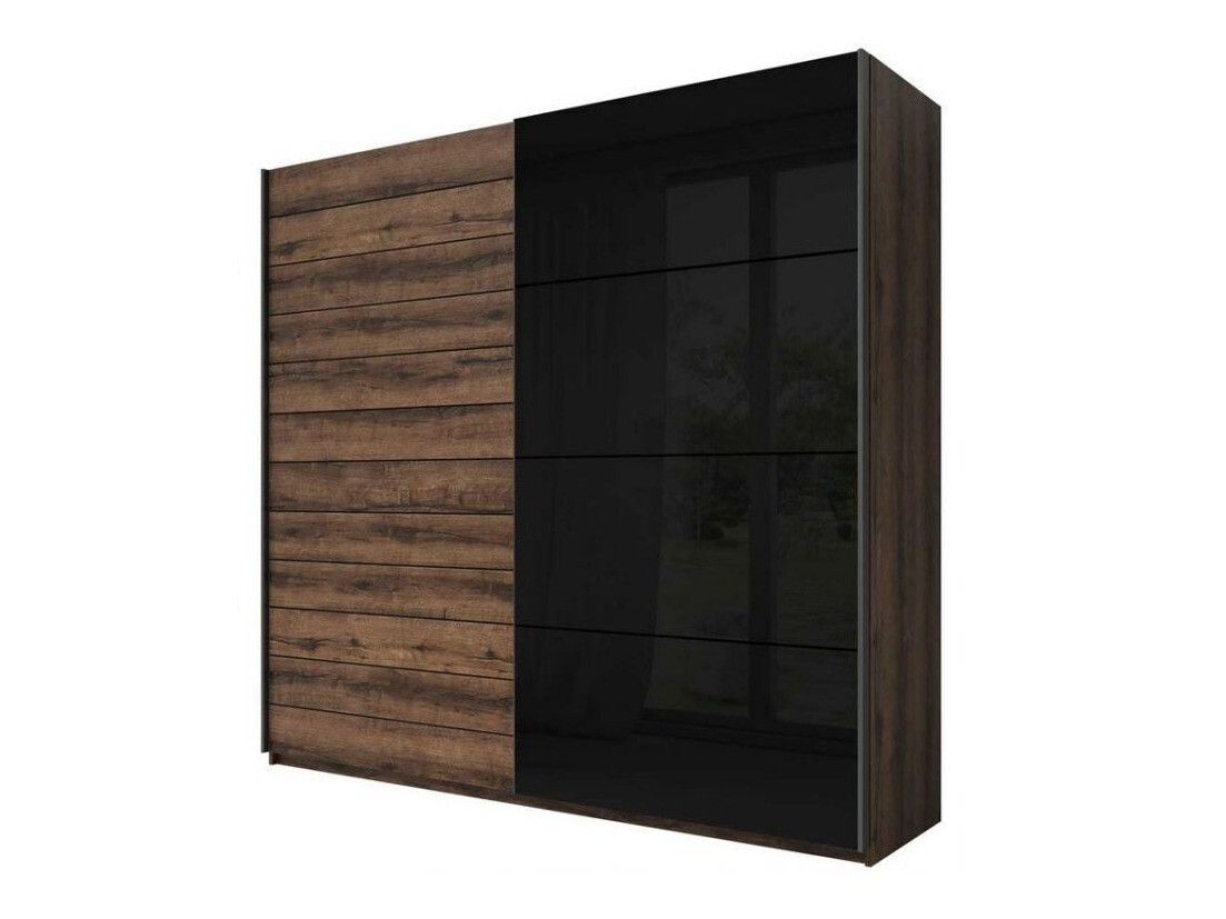 Kleiderschrank Levruvu 105 (Monastery Eichenholzoptik + Schwarz)