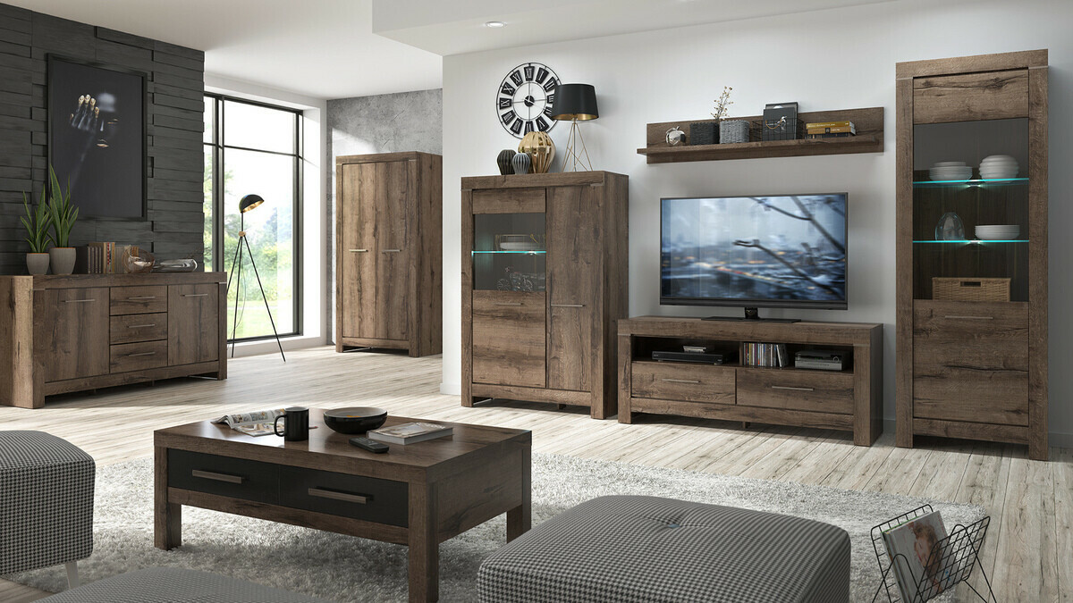 Wohnzimmer-Set Dunfelu 105 (Monastery Eichenholzoptik)