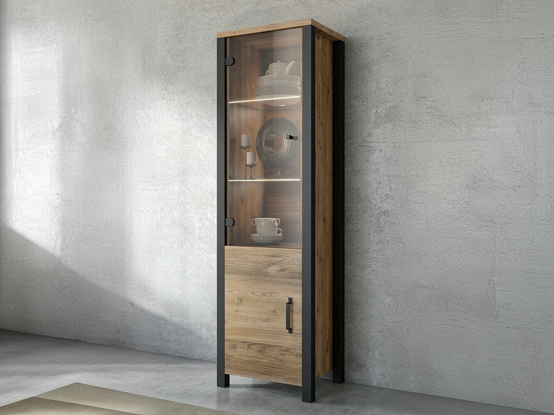 Regal Tornua 101 (Fichte dunkel + Mattschwarz)