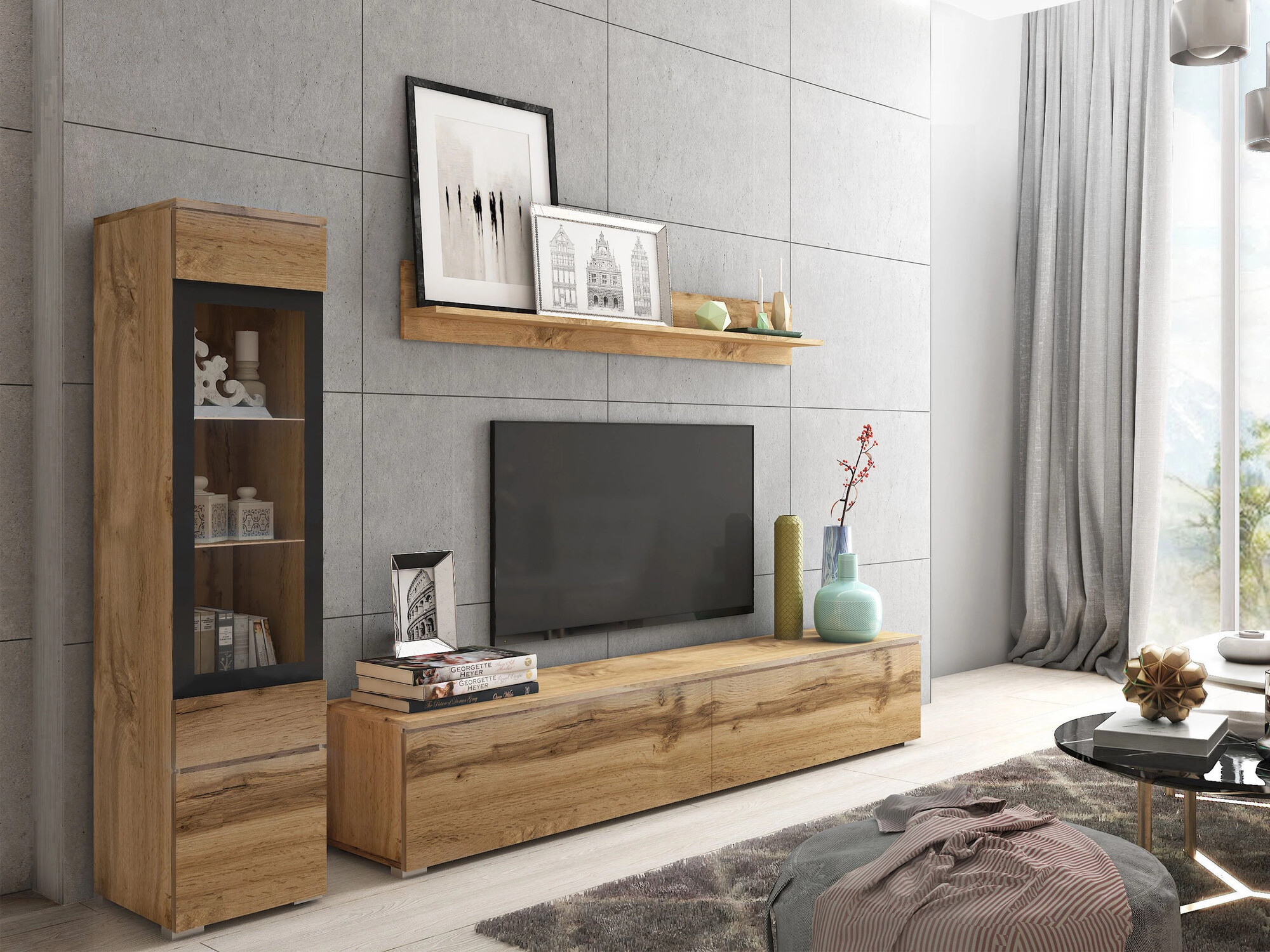 Wohnzimmer-Set Mirfivo 100 (Wotan-Eiche)