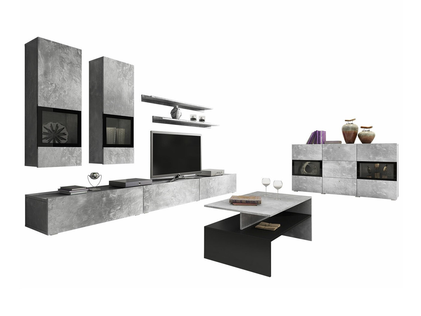 Wohnzimmer-Set Serodeu 104 (Beton)