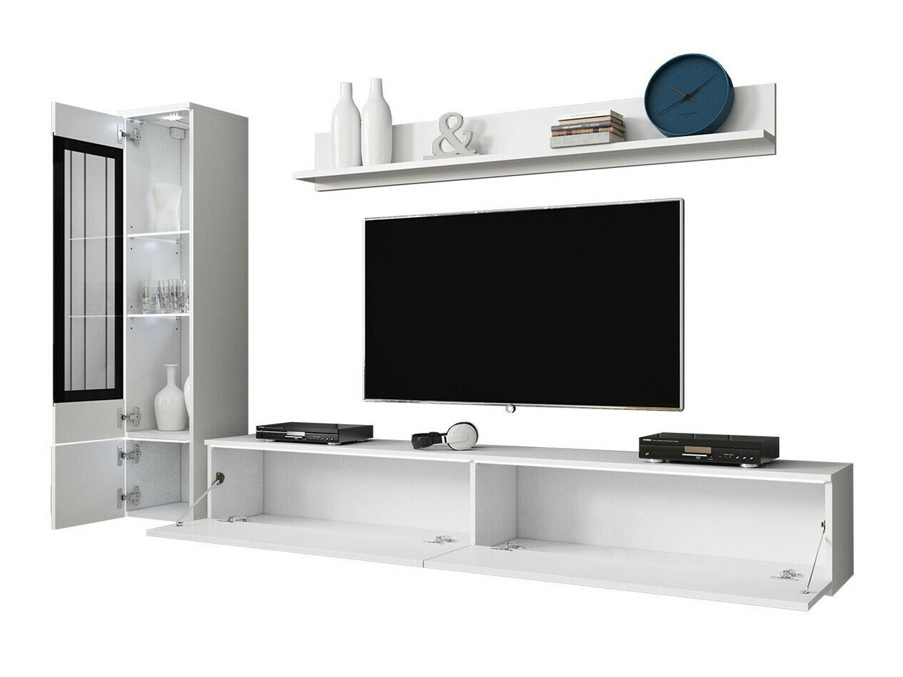 Wohnzimmer-Sets Mirfivo 100 (Wotan Eiche + Weiss glänzend)