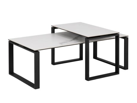 Couchtischset Norsica 421 (Weisser Marmor + Schwarz)