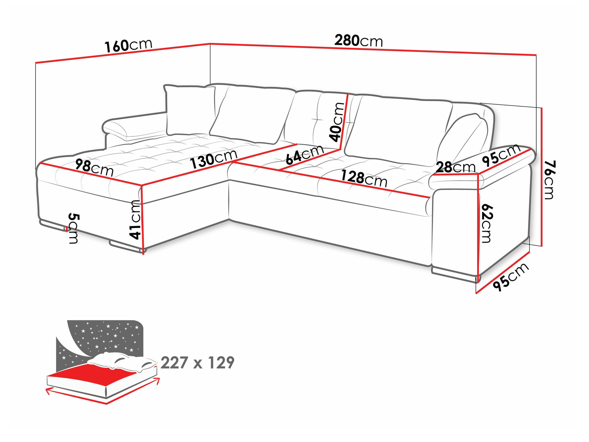 Ecksofa Comfivo Mica II (Fragola 90)