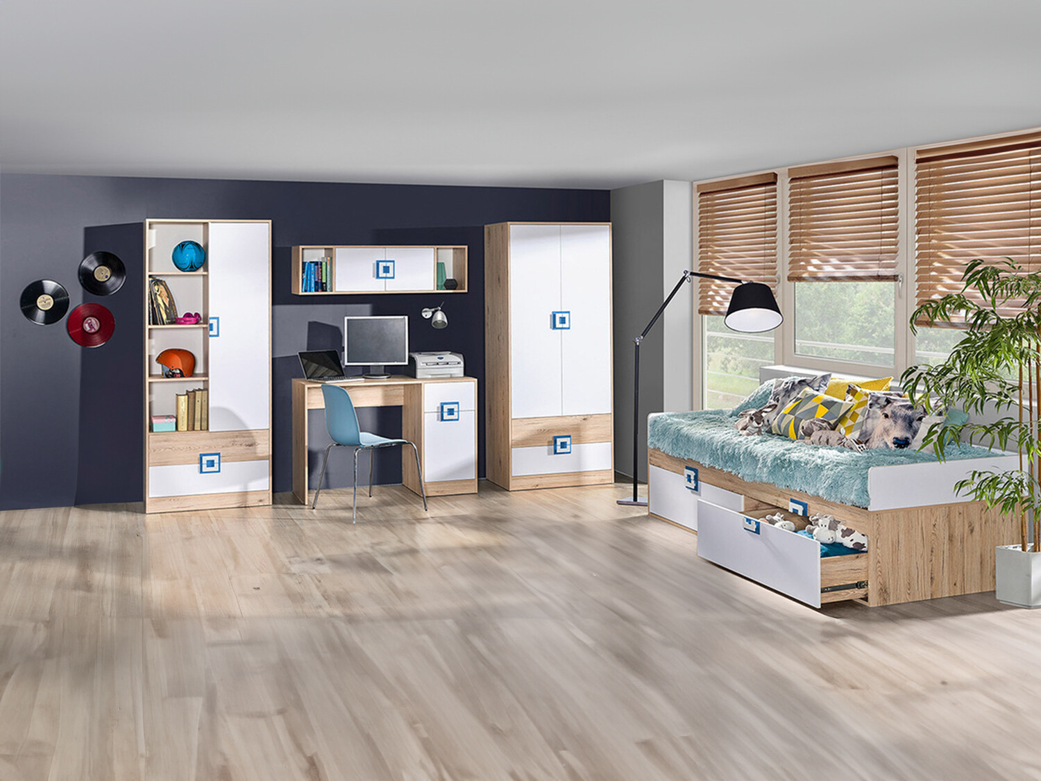 Kinderzimmer-Set Balvire 116 (Eichenholzoptik hell + Weiss)