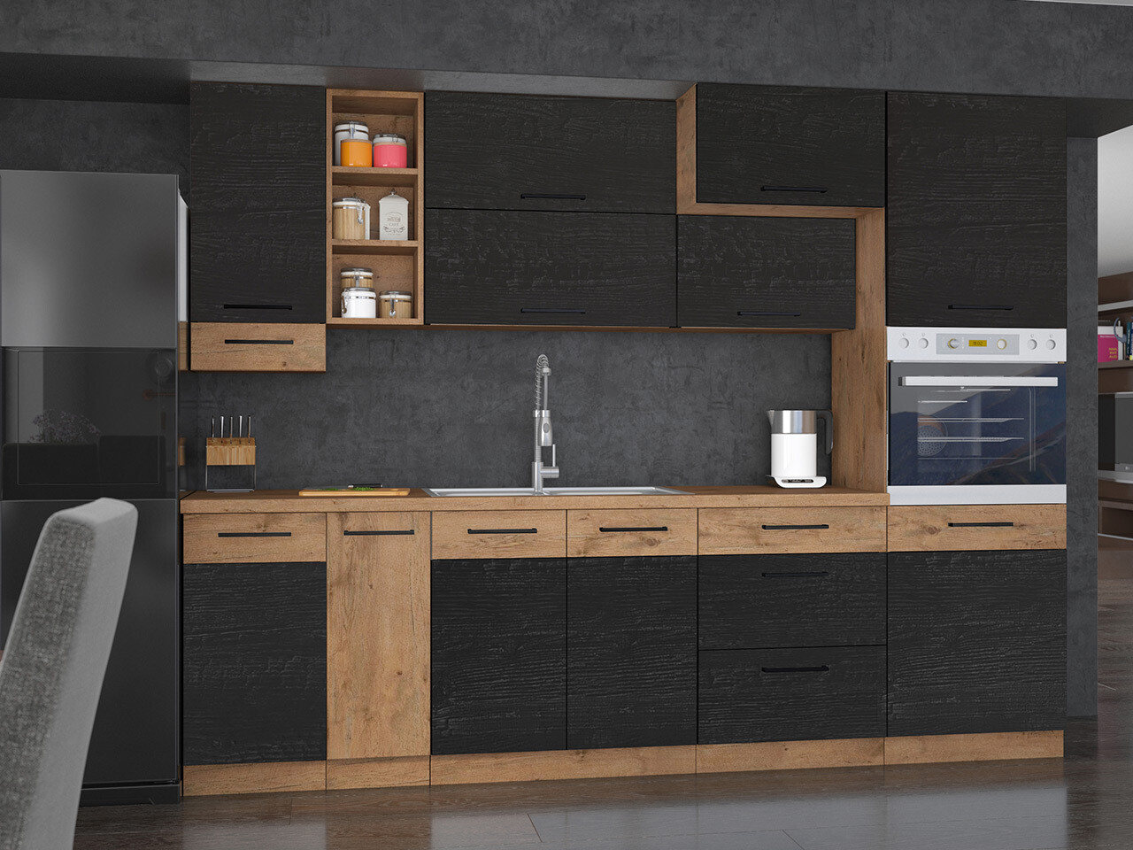 Modularer Schrank für Einbaugeräte Wood Dark 123