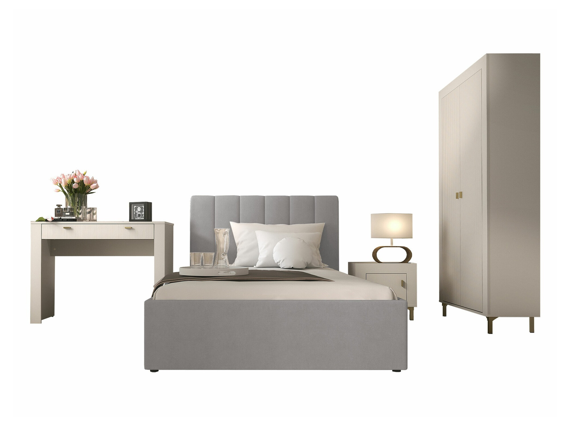 Schlafzimmer-Set Mormavu 112 (Kaschmir + Grau)