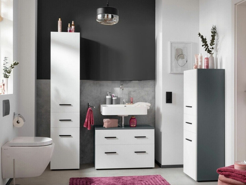 Badezimmer-Set Larlori 105 (Anthrazit + Weiss)