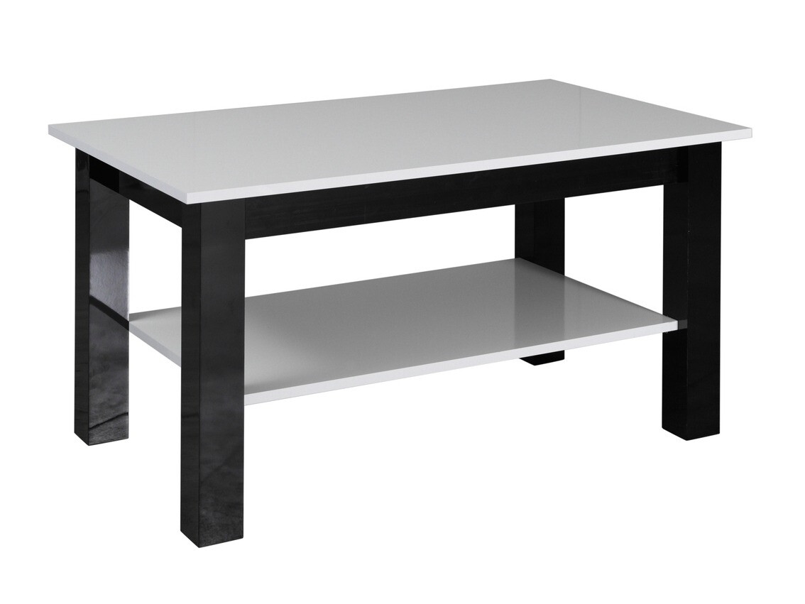 Couchtisch Murrieta 114 (Weiss glänzend + Schwarz glänzend)