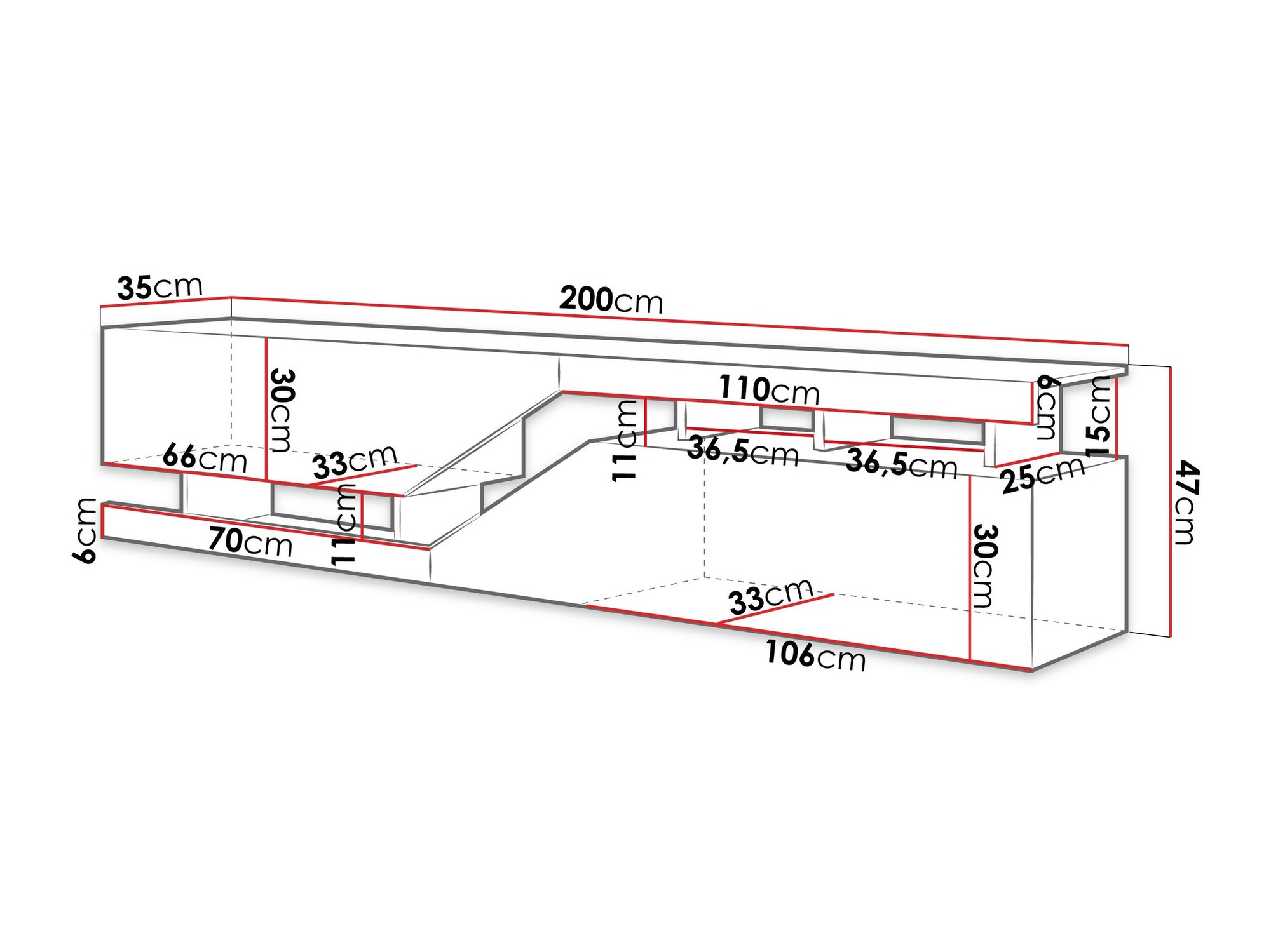 TV-Möbel Comfivo Daldune I (Anthrazit + Wotan Eiche)