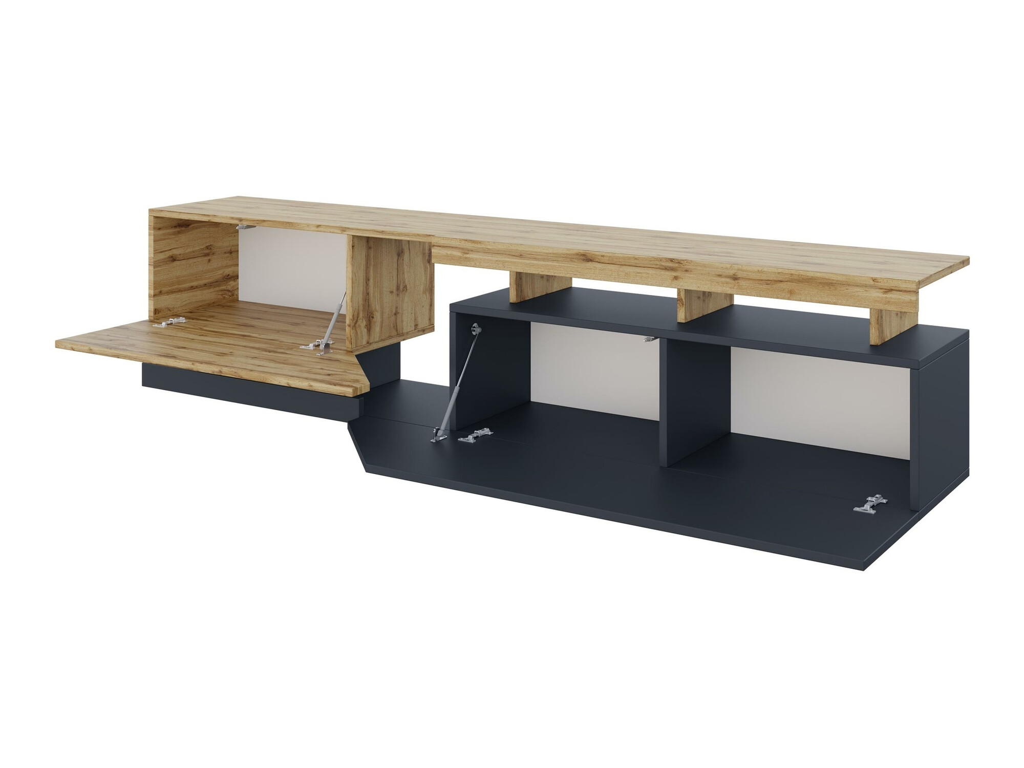 Wohnzimmer-Set Comfivo Daldune II (Weiss + Wotan-Eiche)