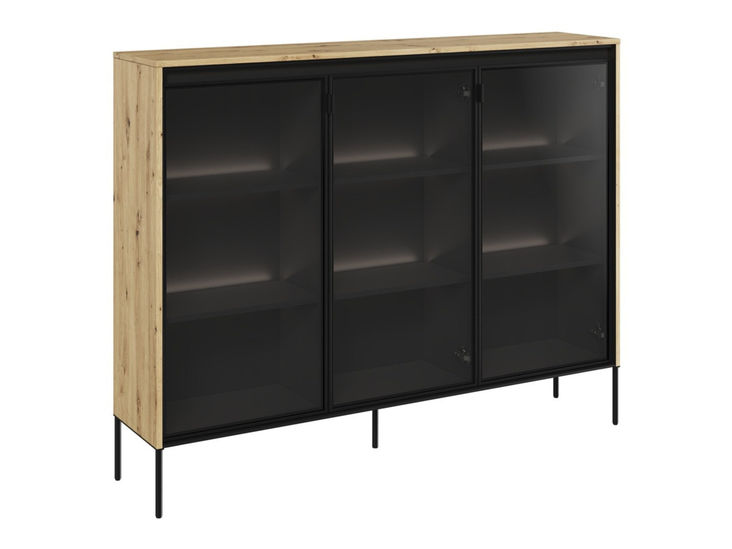 Sideboard Fernolu 108 (Artisan Eichenholzoptik + Schwarz)