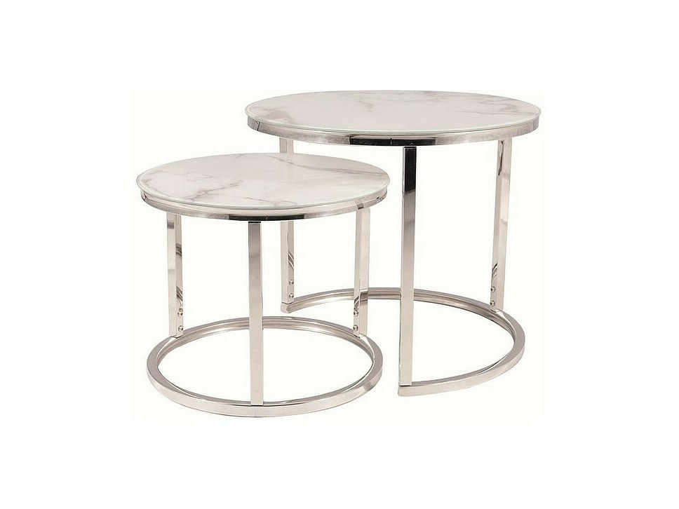 Satz beistelltische Detroit 495 (Silber + Weisser Marmor)