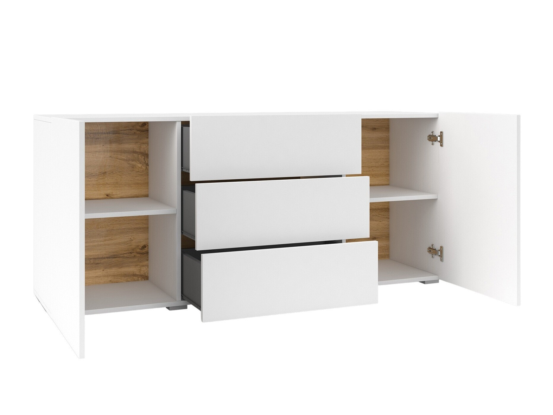 Kommode Revmiru 103 (Weiss + Wotan Eiche)
