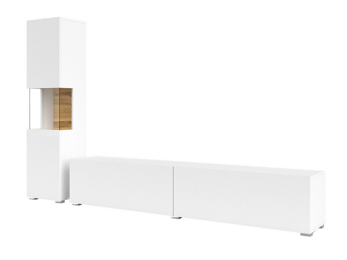 Wohnzimmer-Set Revmiru 105 (Weiss + Wotan Eiche)