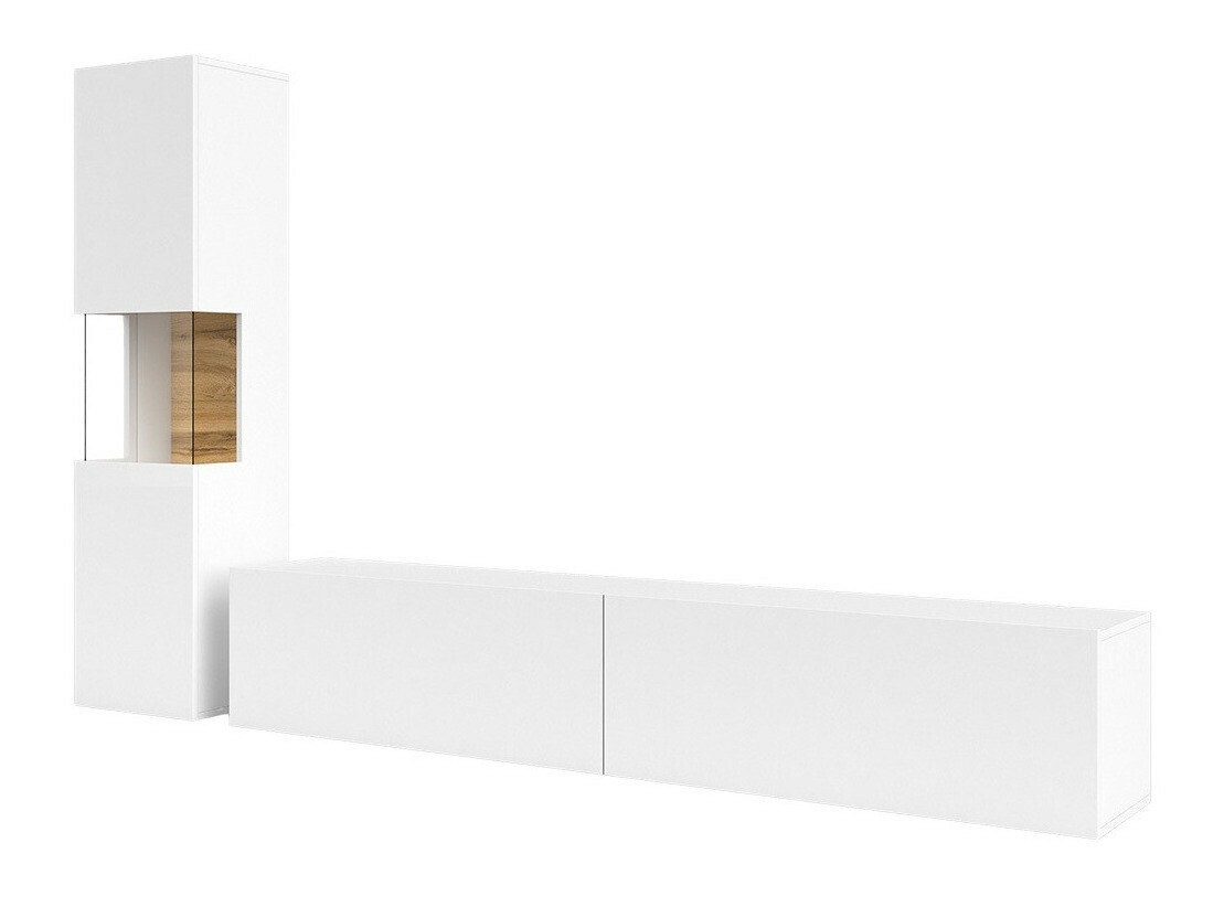 Wohnzimmer-Set Revmiru 105 (Weiss + Wotan Eiche)