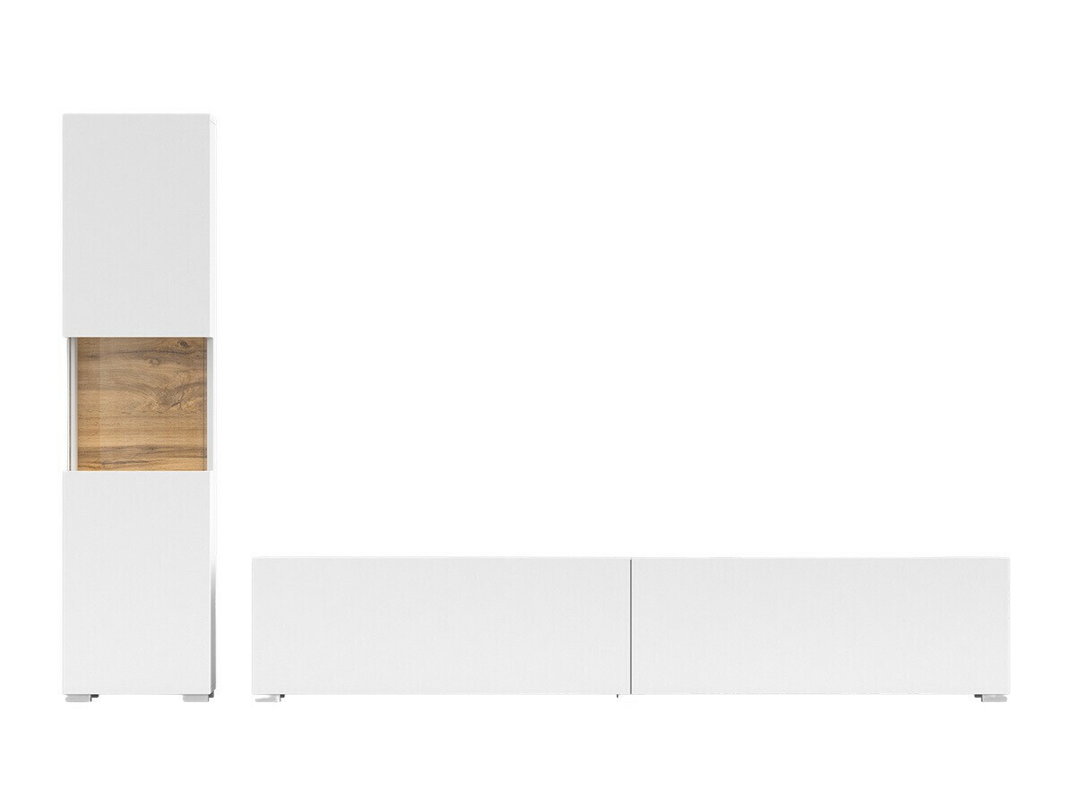 Wohnzimmer-Set Revmiru 105 (Weiss + Wotan Eiche)