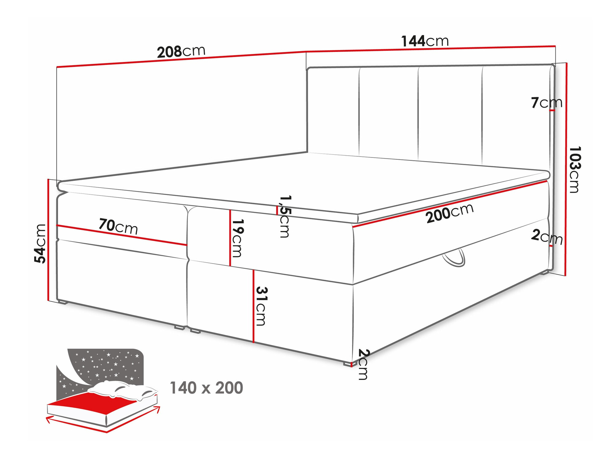 Boxspringbett Oppidum (Manila 02)