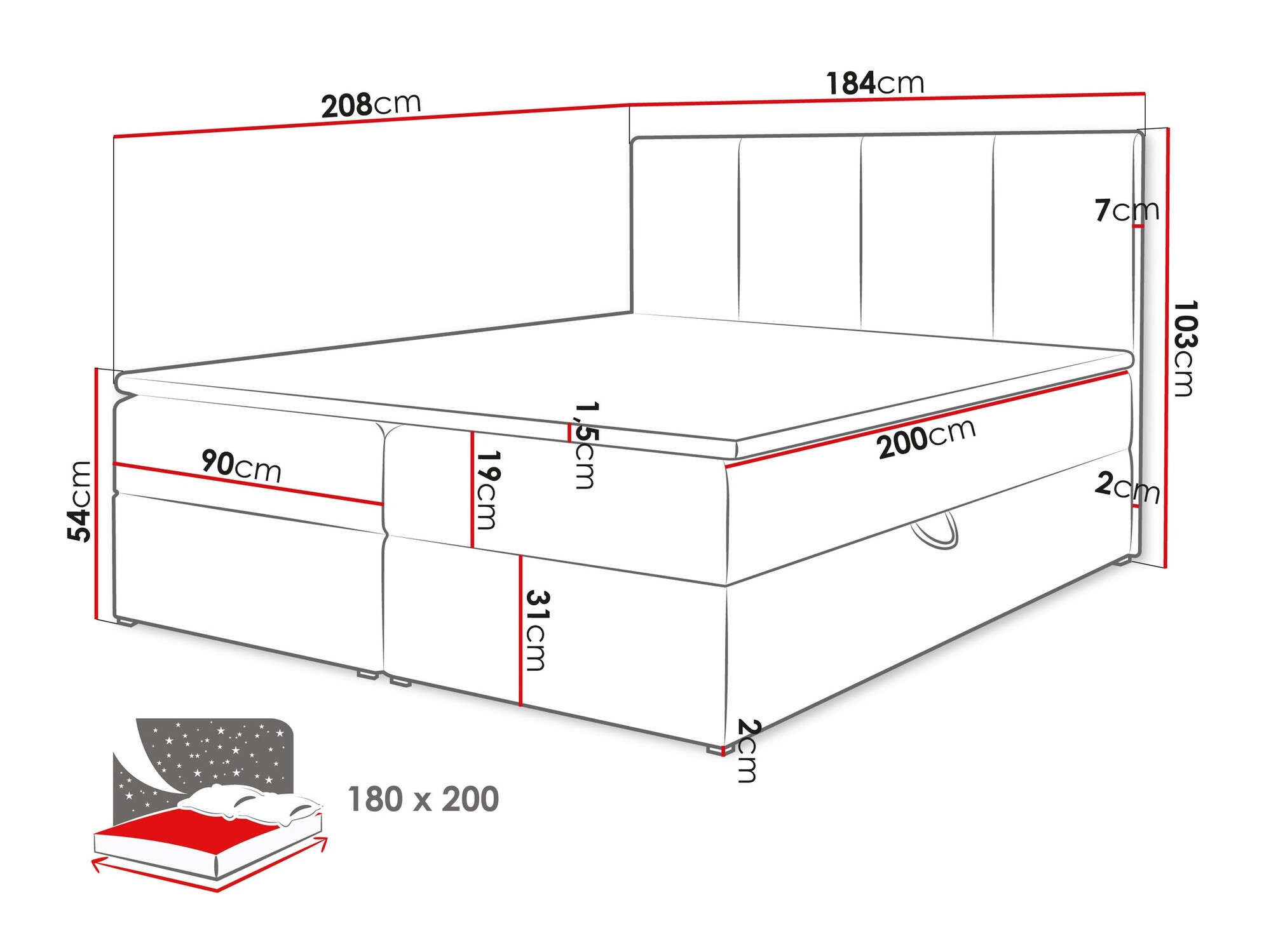 Boxspringbett Oppidum (Manila 16)