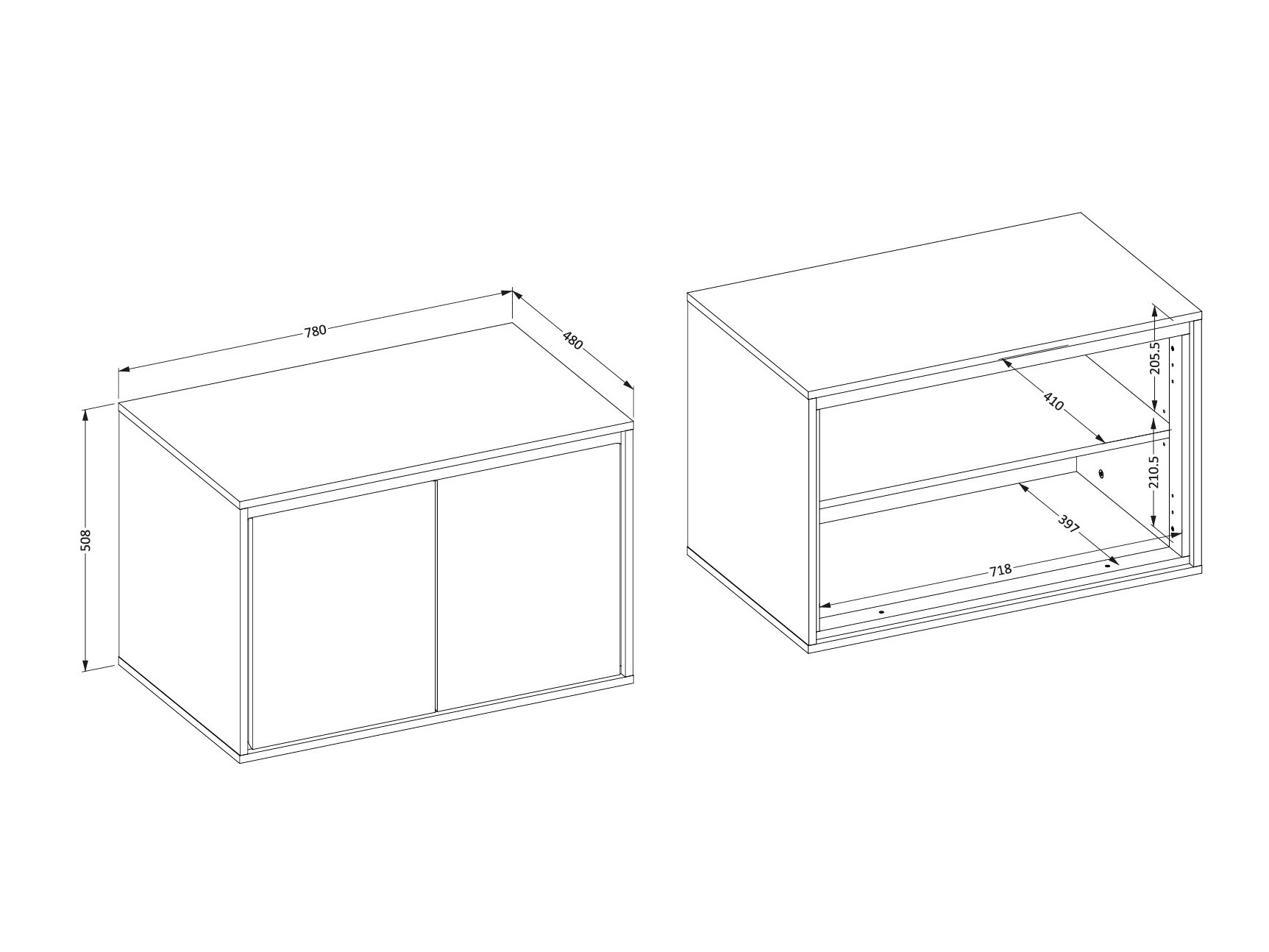Hängeschrank für Waschbecken Tecavu 103 (Weiss glänzend + Weiss)