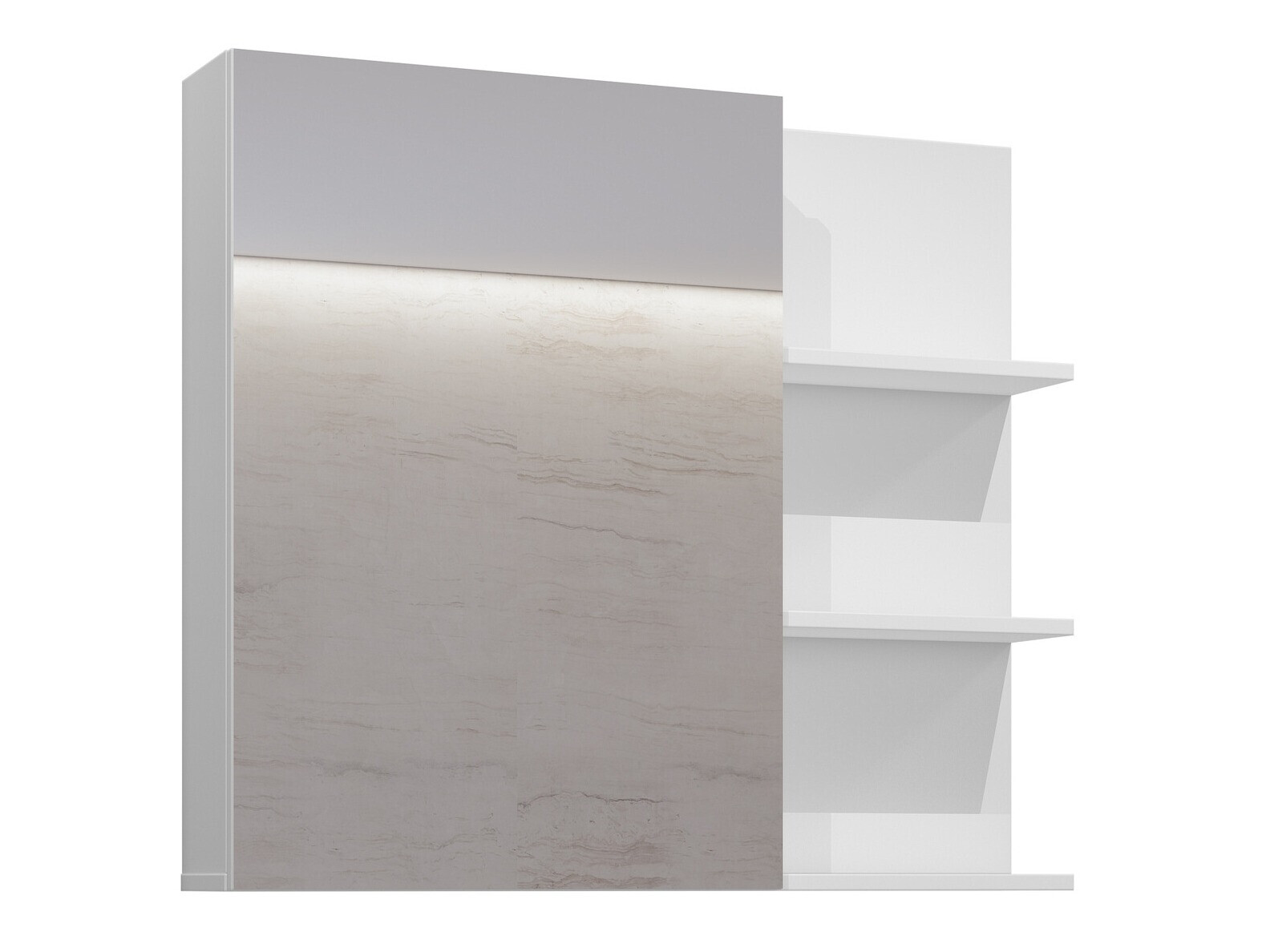 Spiegelschrank fürs Badezimmer Tecavu 102 (Weiss glänzend + Weiss)