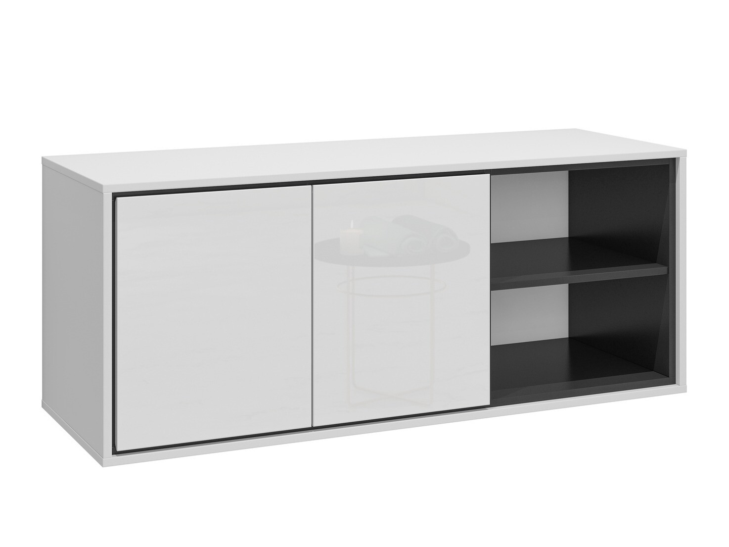 Wandhängeschrank für Badezimmer Tecavu 104 (Weiss glänzend + Weiss)