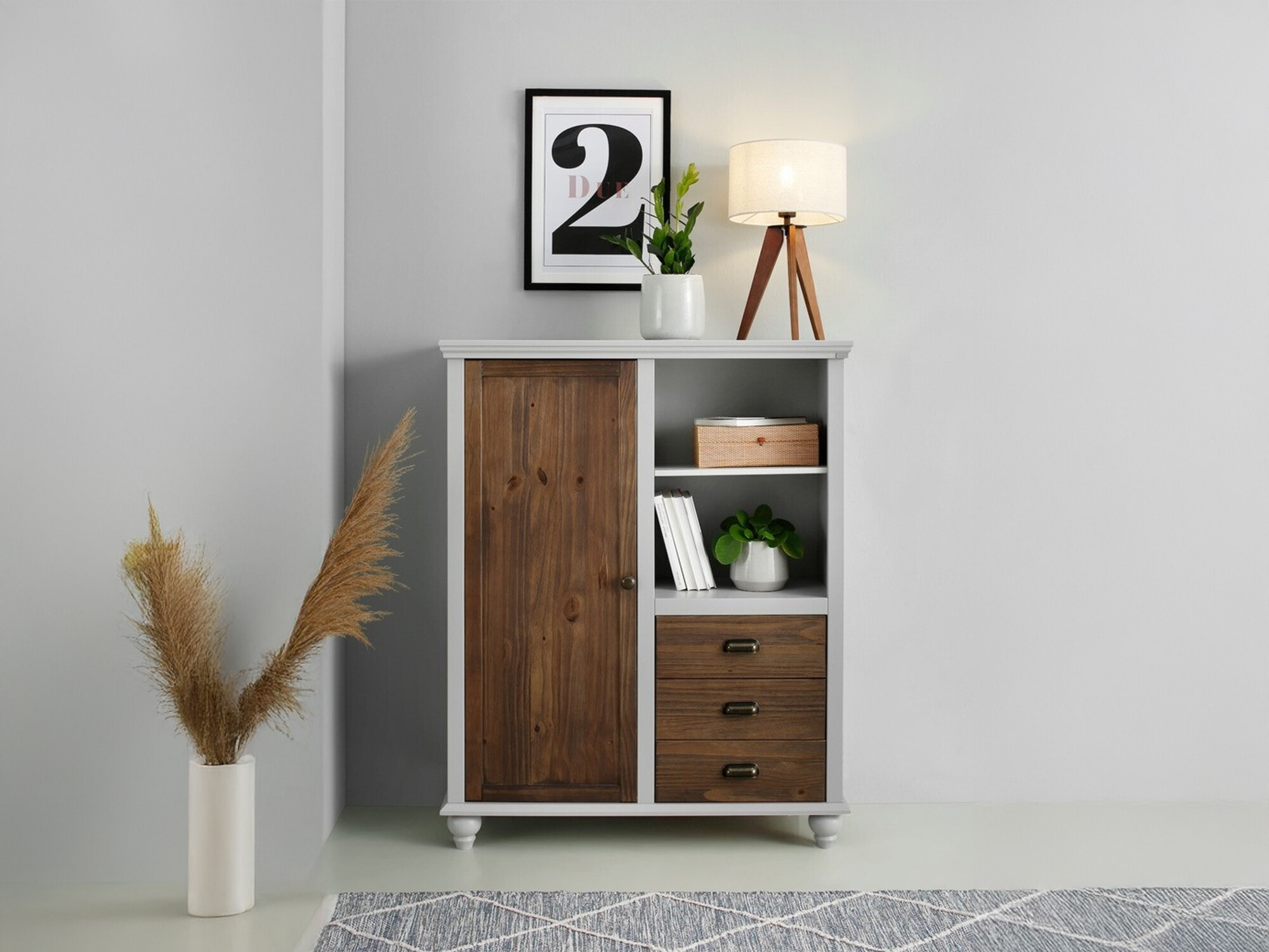 Kommode Tivmeri 103 (Grau + Braun)