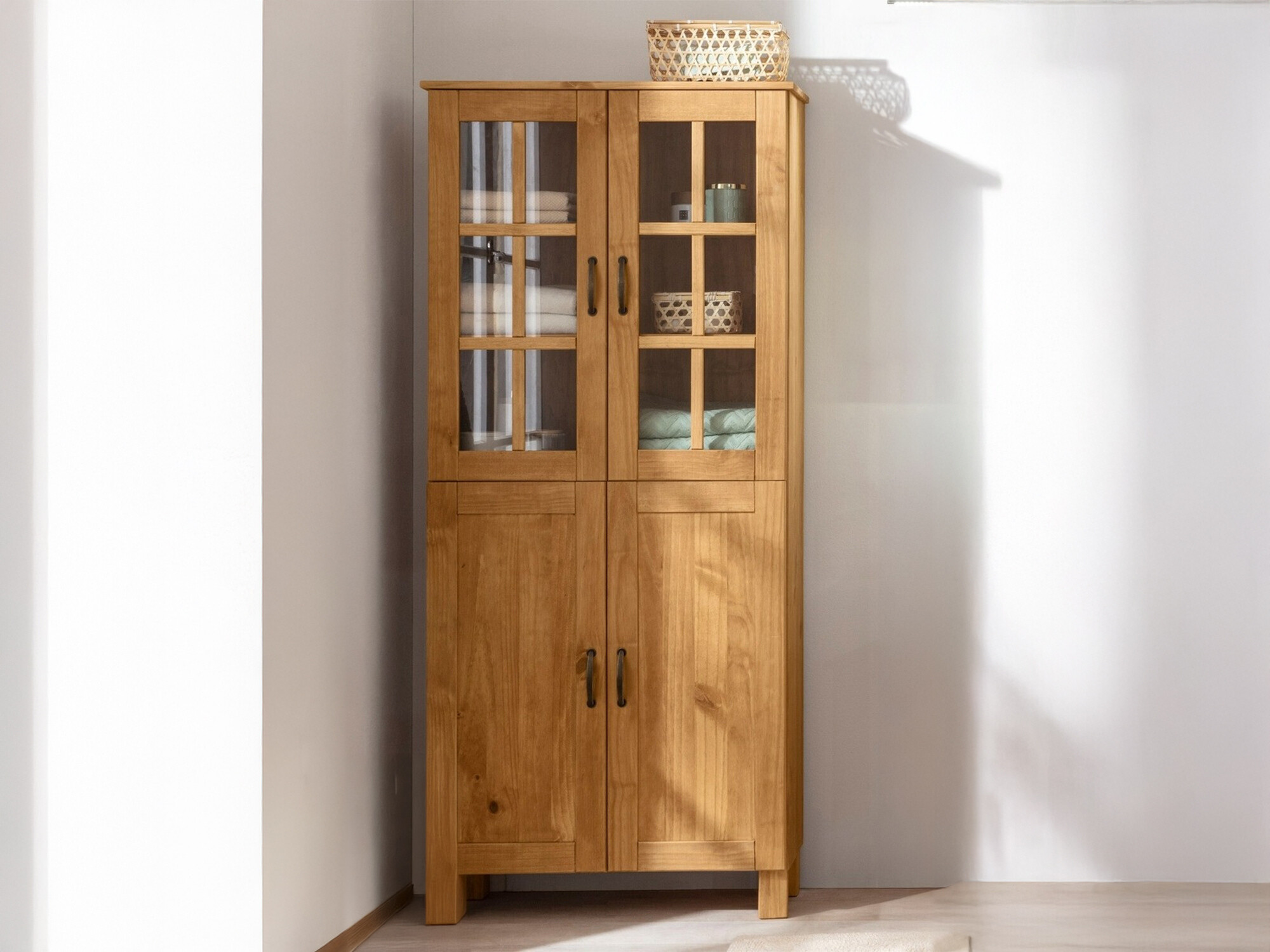 Stehender Badezimmerschrank Ophlevu 100 (Kiefernholzoptik)