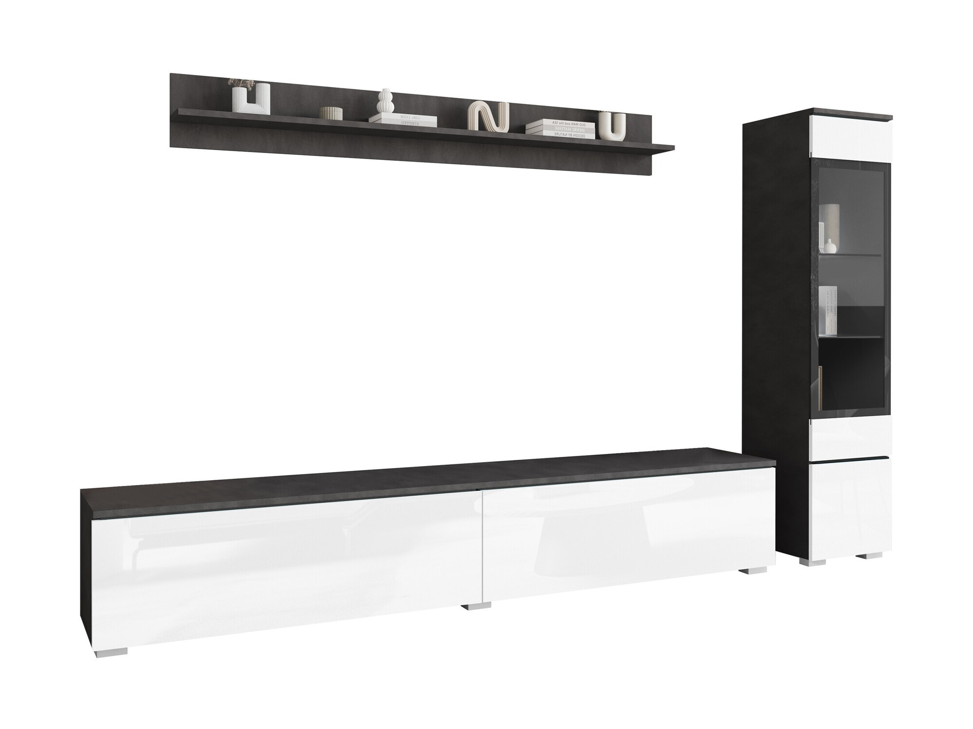 Wohnzimmer-Sets Mirfivo 100 (Matera grau + Weiss glänzend)