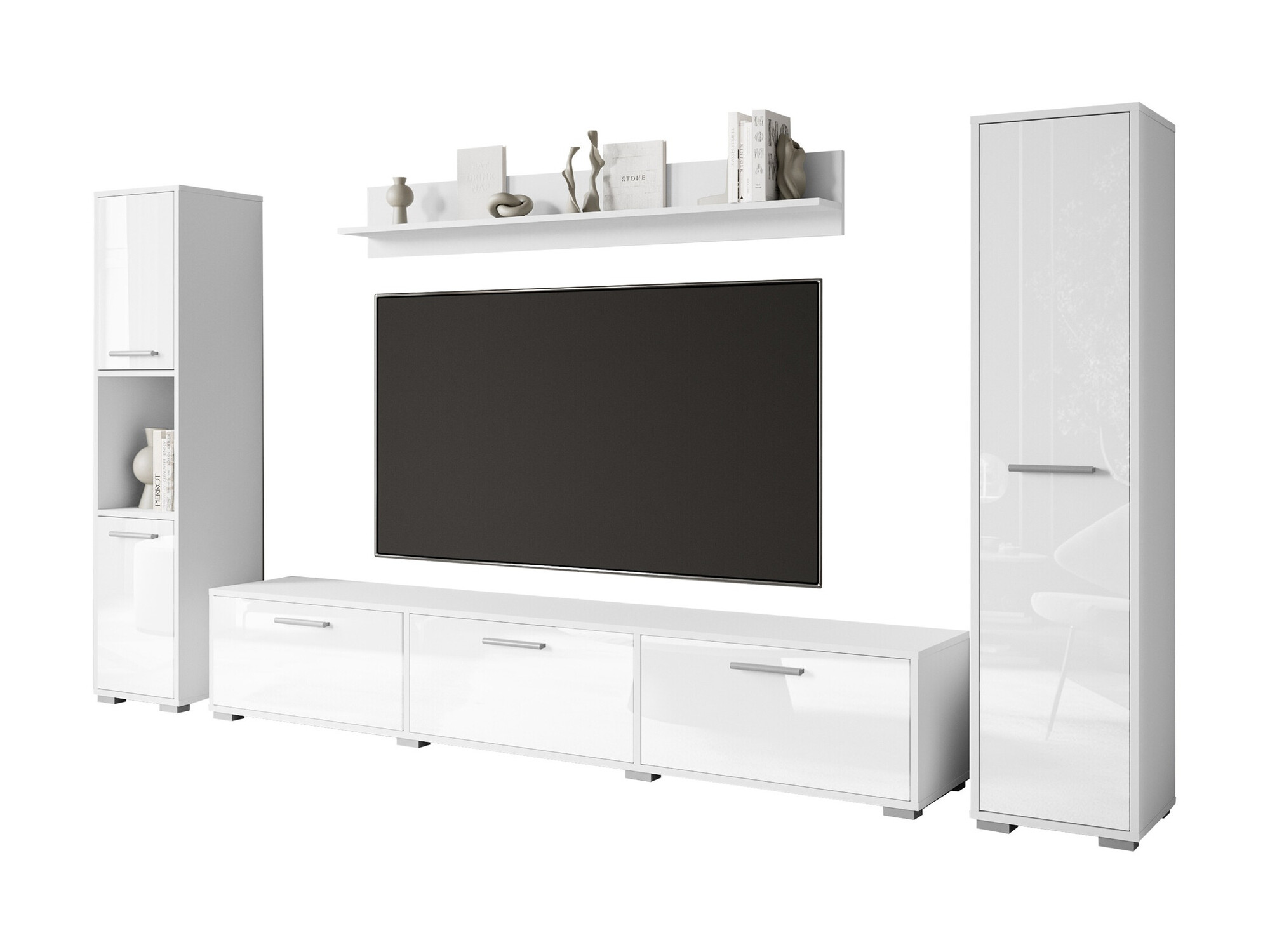 Wohnzimmer-Sets Sarasota 175 (Weiss + Weiss glänzend)