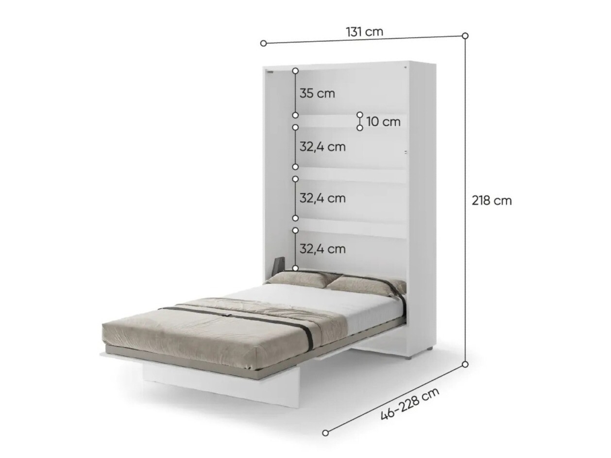 Schrankbett Concept Pro Lenart (Weiss + Weiss glänzend)
