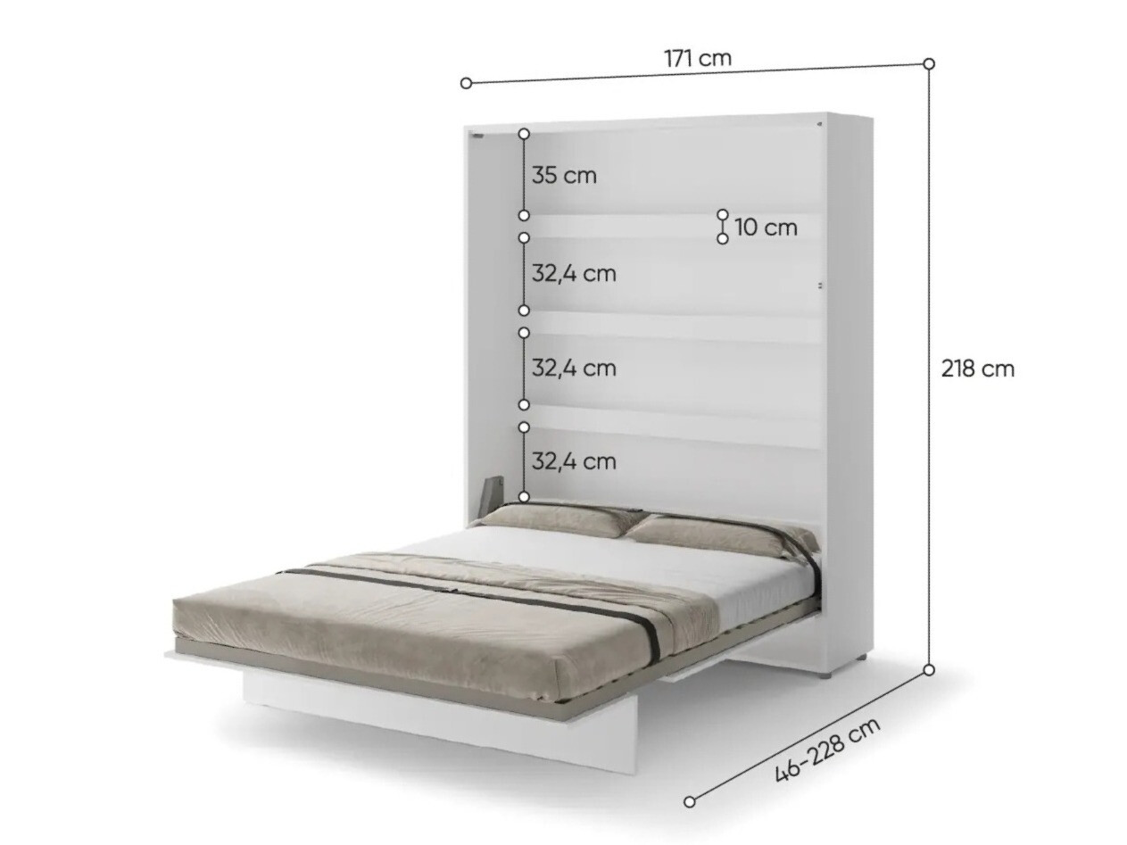 Schrankbett Concept Pro Lenart (Weiss + Weiss glänzend)