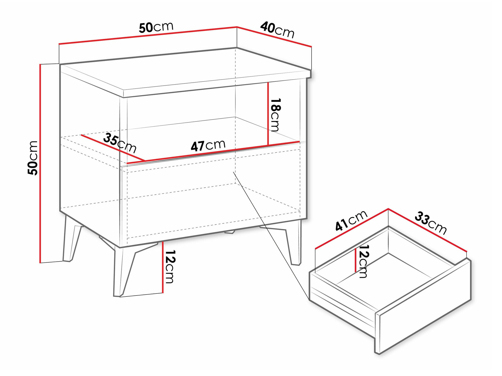Nachttisch Comfivo 493 (Weiss + Weiss glänzend)