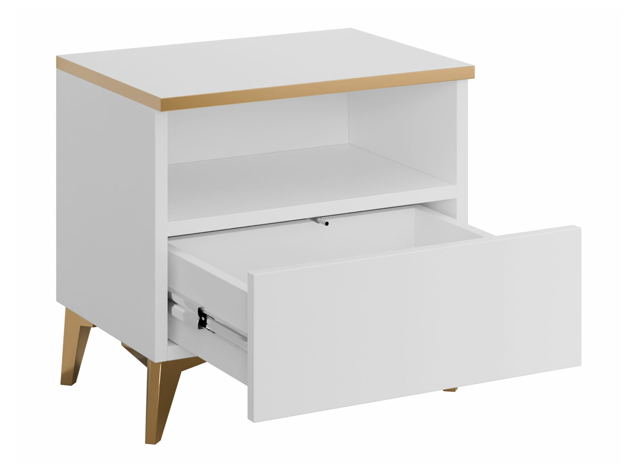 Nachttisch Comfivo Arbutus (Beige + Glänzend beige)