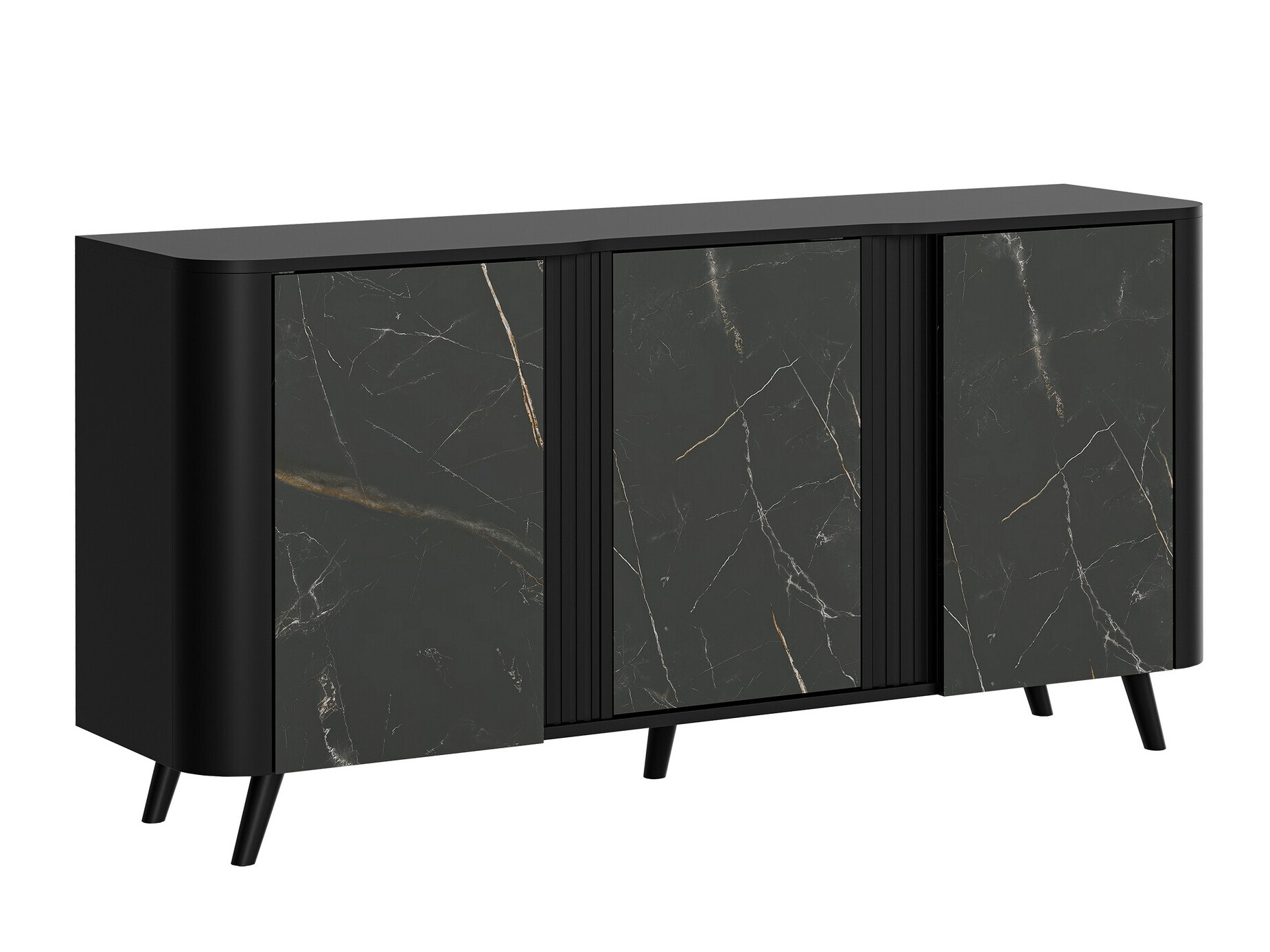 Sideboard Modus (Schwarz + Schwarzer Marmor)