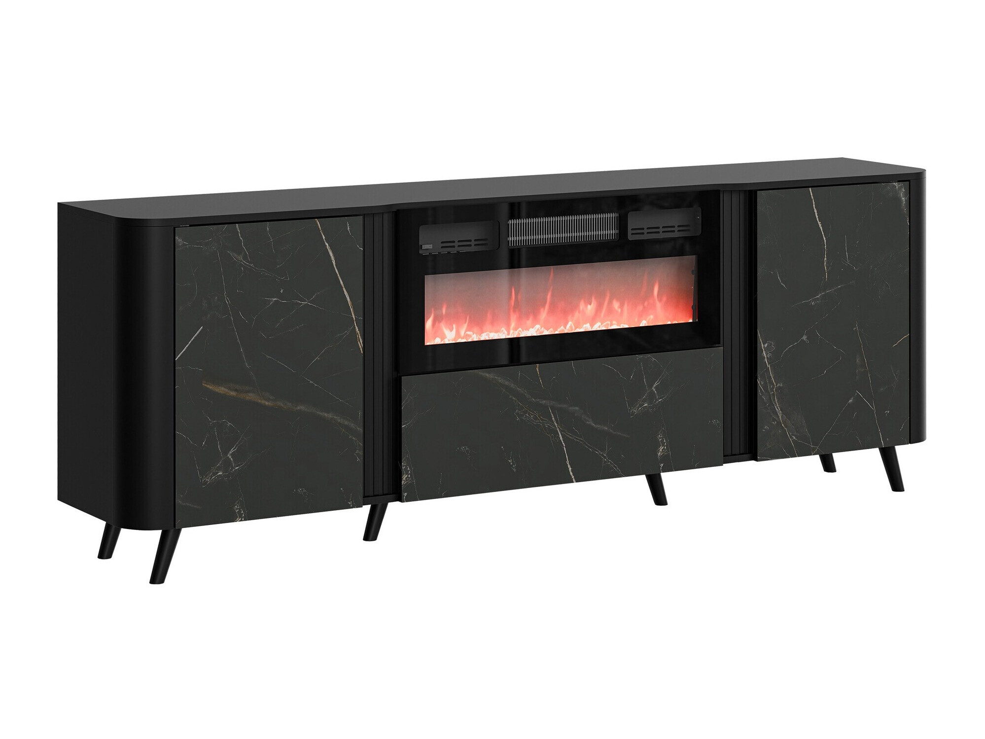 Sideboard Modus I (Schwarz + Schwarzer Marmor)
