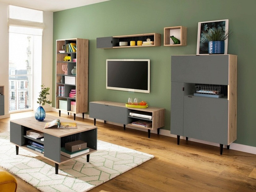 Sideboard Denton 1436 (Grau + Artisan-Eiche)