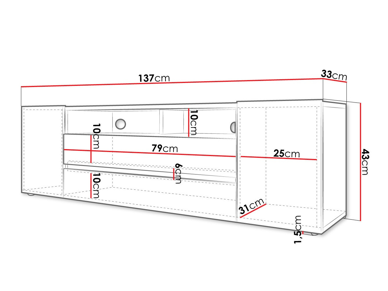 TV-Möbel Ager (Weiss + Weiss glänzend)